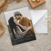 モノグラムエレガントフォト結婚の種類 インビテーションポストカード