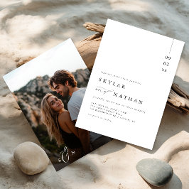 モノグラムエレガントフルブリードフォトバジェット結婚ズ 招待状