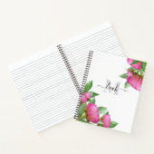 モノグラムエレガントフローラかわいらしピンク牡丹の花 ノートブック (内部)