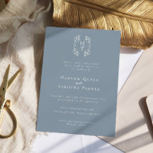 モノグラムエレガントフローラクレストダスティブルー結婚ズ