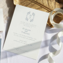 モノグラムエレガントフローラクレストダスティブルー結婚ズI