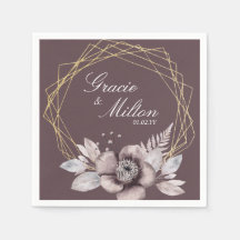 モノグラムエレガントフローラマウヴ結婚ズ