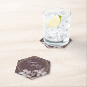 モノグラムエレガントフローラマウヴ結婚ズ ペーパーコースター (インサイチュ)