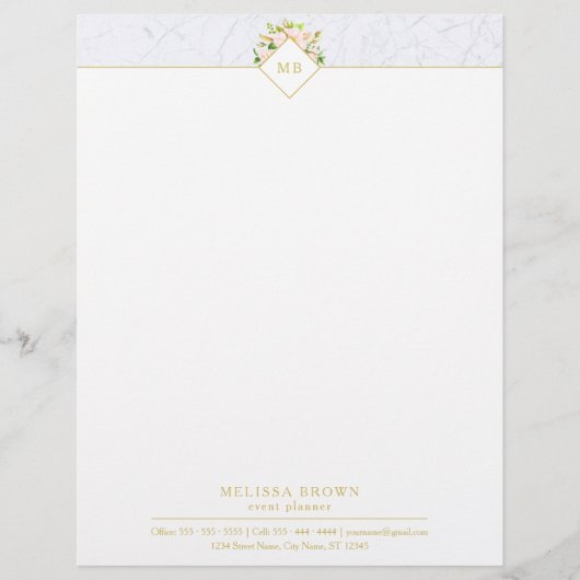 モノグラムエレガントフローラマーブルシックレターヘッド レターヘッド (正面)
