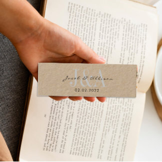 モノグラムエレガントブックマーク結婚式の引き出物 スキニー名刺