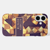 モノグラムエレガントブラウン金ゴールドレトロヴィンテージパターン Case-Mate iPhoneケース (裏面 (横))