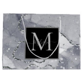 モノグラムエレガントブラックとシルバー抱き枕 ラージペーパーバッグ (裏面)