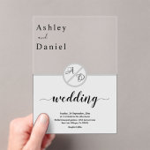 モノグラムエレガントブラックとホワイトグレーシック結婚ズ アクリル招待状 (インサイチュ (ポータブル))