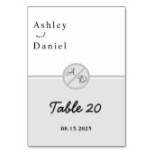 モノグラムエレガントブラックとホワイトグレーシック結婚ズ テーブルナンバー (裏面)