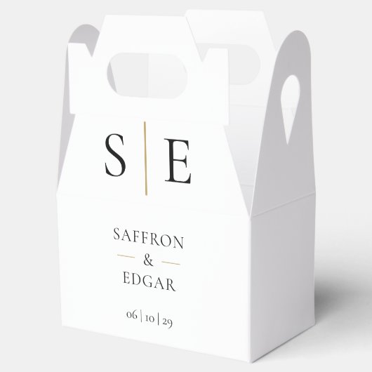 モノグラムエレガントブラックと金ゴールド結婚ズ フェイバーボックス (オープン)