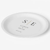 モノグラムエレガントブラックと金ゴールド結婚ズ ペーパープレート (アングル)