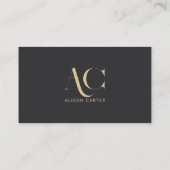 モノグラムエレガントブラックと金ゴールド モダン | ミニマル 名刺 (裏面)