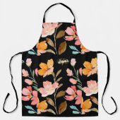 モノグラムエレガントブラックウォーター色花 エプロン (正面)
