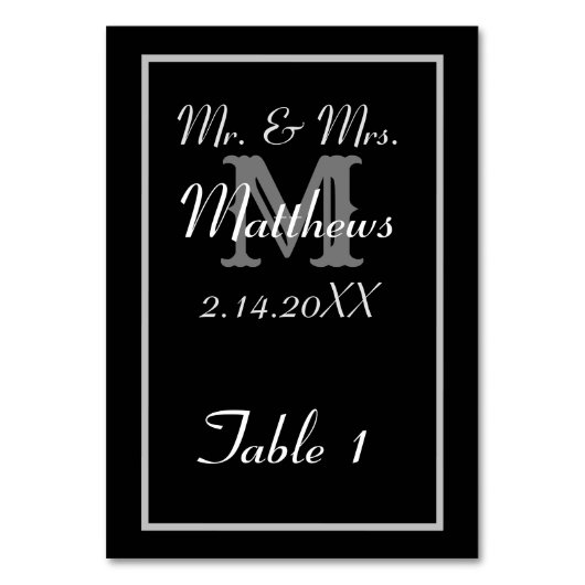 モノグラムエレガントブラックエスト。年結婚数 テーブルナンバー (正面)