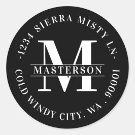 モノグラムエレガントブラックサーキュラー差出人住所 ラウンドシール