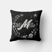 モノグラムエレガントブラックシルバースクリプト装飾用クッション クッション (裏面)