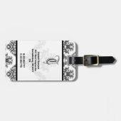 モノグラムエレガントブラックダマスク荷物タグ ラゲッジタグ (正面横)