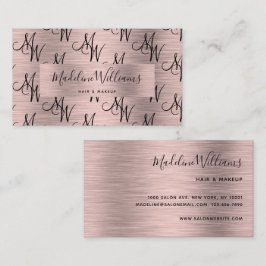 モノグラムエレガントブラックバラ金ゴールドスクリプトパターン 名刺