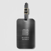 モノグラムエレガントブラックブラッシュメタル ラゲッジタグ (正面縦)