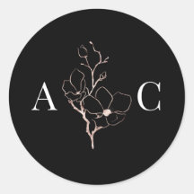 モノグラムエレガントブラック結婚ズ封筒用シール