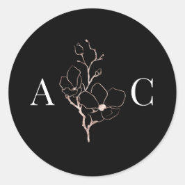 モノグラムエレガントブラック結婚ズ封筒用シール ラウンドシール