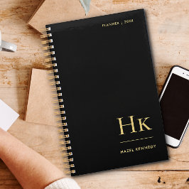 モノグラムエレガントブラック金ゴールドクラシックプロフェッショナル プランナー手帳