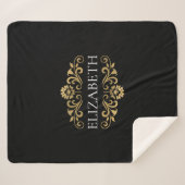 モノグラムエレガントブラック金ゴールドシェルパブランケット シェルパブランケット (正面(横))