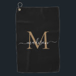 モノグラムエレガントブラック金ゴールドスガーリークリプト名 ゴルフタオル<br><div class="desc">ブラック金ゴールドモノグラムエレガントスガーリークリプト名ゴルフタオル</div>