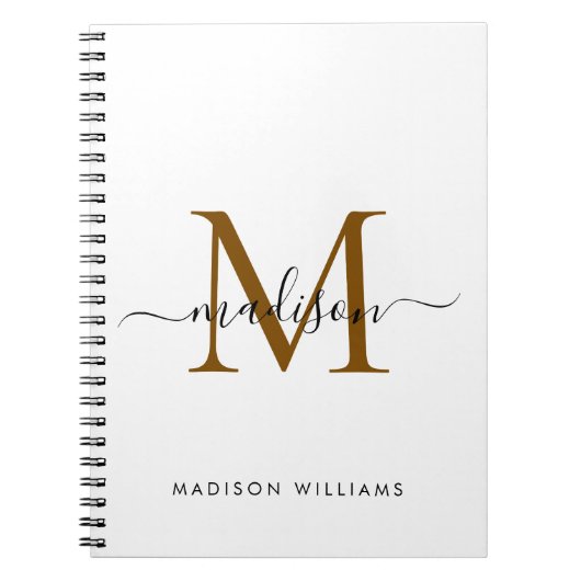 モノグラムエレガントブラック金ゴールドスクリプトオフィススクール ノートブック (正面)