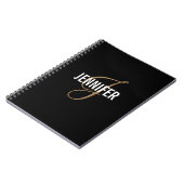 モノグラムエレガントブラック金ゴールドスクリプト名ノートブック ノートブック (左側)