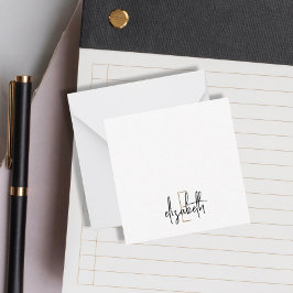 モノグラムエレガントブラック金ゴールドスクリプト ノートカード