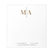 モノグラムエレガントブラック金ゴールドネーム事業 ノートパッド (正面)