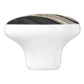 モノグラムエレガントブラック金ゴールドホワイトアゲート セラミックノブ (側面)