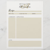 モノグラムエレガントブラック金ゴールドモダンレシピシート (正面)