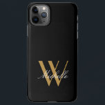 モノグラムエレガントブラック金ゴールド名スクリプト iPhone 11Pro MAXケース<br><div class="desc">このエレガントモノグラムの黒い背景と金ゴールドデザインのシンプルは素晴らし、この携帯電話のケースに表示する要素である。こ最高のの部分は、イニシャルと名前を追加してカスタマイズできる。jraym48@gmail.comもしでメールを送って欲しいものが手に入らない。喜んで楽しんで救済す。</div>