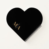 モノグラムエレガントブラック金ゴールド名 ノートブック (裏面)