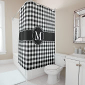 モノグラムエレガントブラック&ホワイトのチェック済みパターン シャワーカーテン (インサイチュ)