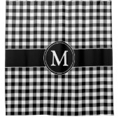 モノグラムエレガントブラック&ホワイトのチェック済みパターン シャワーカーテン (正面)