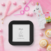 モノグラムエレガントブラック&ホワイト結婚ズ ペーパープレート (パーティー)