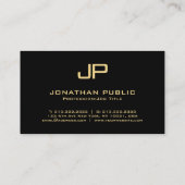 モノグラムエレガントブラック&金ゴールドラグジュアリープレミアムパール 名刺 (裏面)