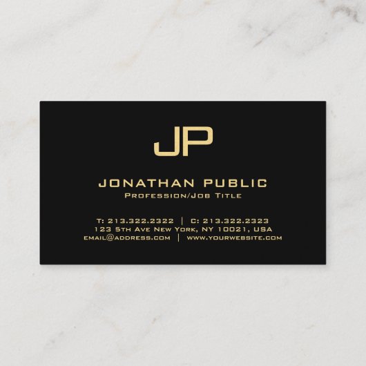 モノグラムエレガントブラック&金ゴールドラグジュアリープレミアムパール 名刺 (裏面)