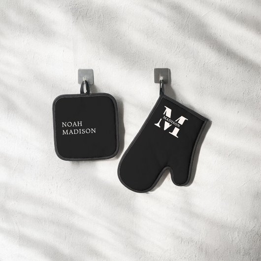 モノグラムエレガントブラック 鍋つかみ&鍋敷きセット
