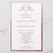 モノグラムエレガントブルゴーニュ結婚式 プログラム (正面)