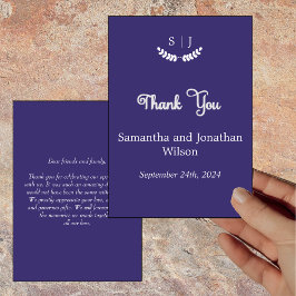 モノグラムエレガントブルージュエルトーンサンキューカード 招待状