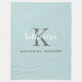 モノグラムエレガントブルーフリースブランケット フリースブランケット
