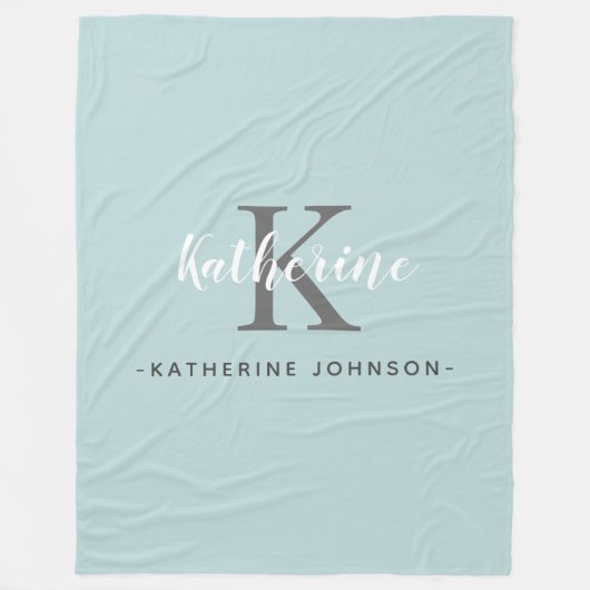 モノグラムエレガントブルーフリースブランケット フリースブランケット (正面)