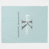 モノグラムエレガントブルーフリースブランケット フリースブランケット (正面(横))