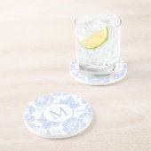 モノグラムエレガントブルーフローラ植物 コースター (側面)