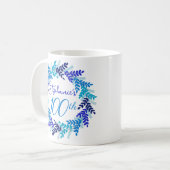 モノグラムエレガントブルーリース100誕生日 コーヒーマグカップ (正面左)