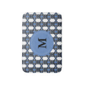 モノグラムエレガントブルー抽象芸術スカラブパターン バスマット (正面縦)